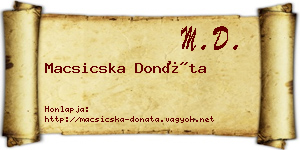 Macsicska Donáta névjegykártya